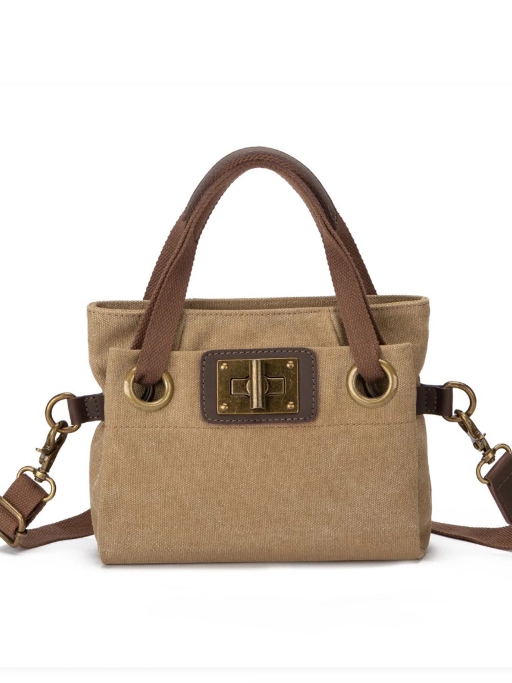 BEST SELLING ZEDE PARIS PONT-DES-ARTS MINI CROSSBODY BAG KHAKI BROWN URBAN CHIC